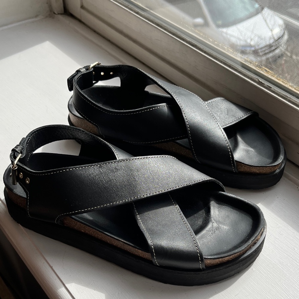 Unworn & Other Stories Criss-Cross Leather Sandals